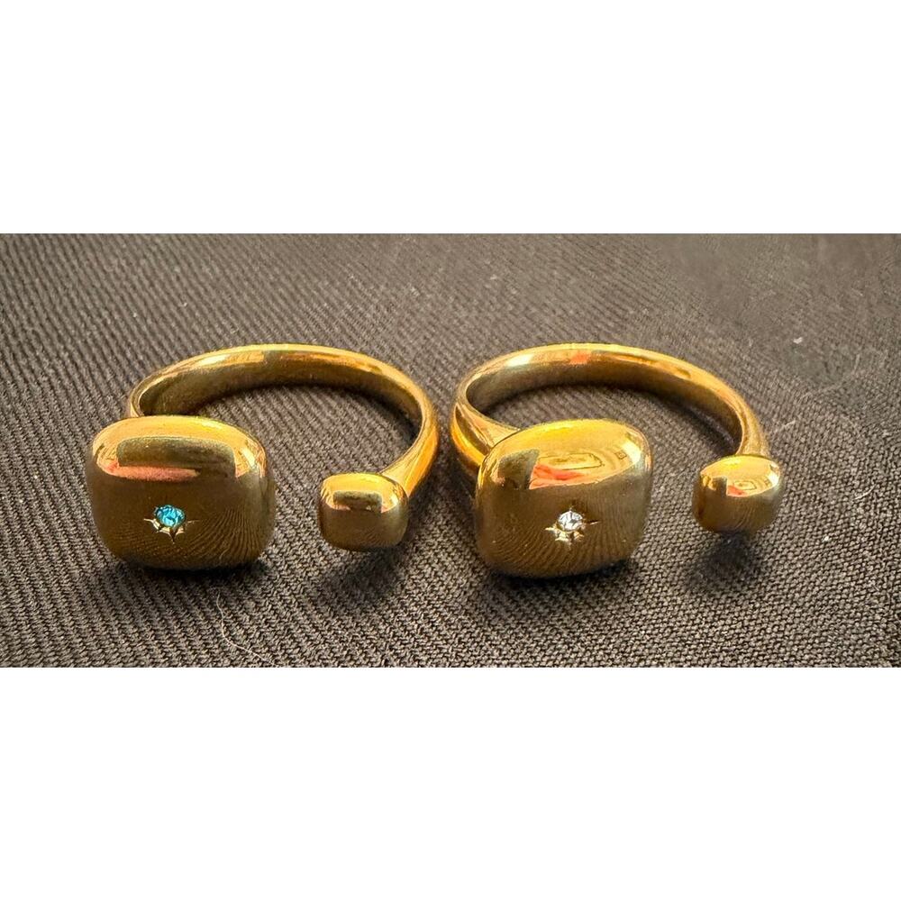 Set of Two Rings Size 8 High-Polished 14k Gold plated stainless steel open-band